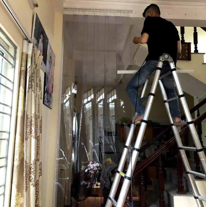 mành nhựa màu xanh